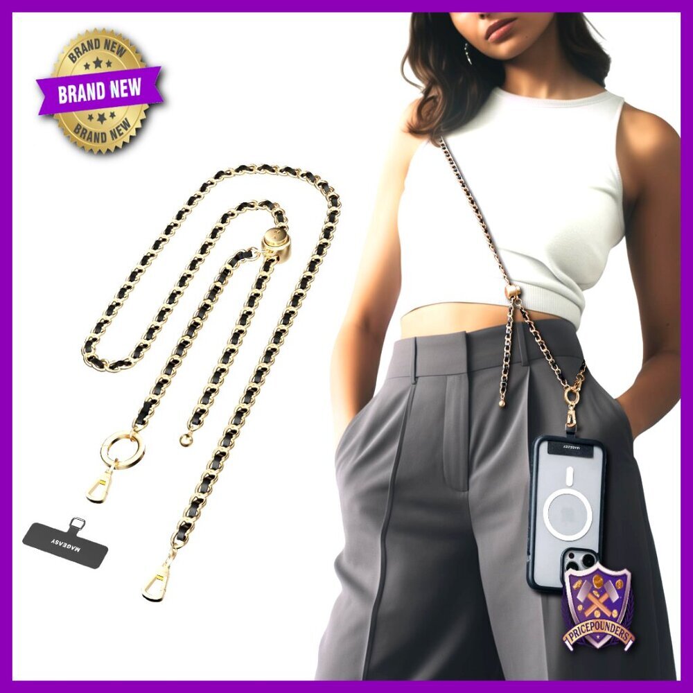 Adjustable Crossbody Phone Lanyard Strap Universal Metal Chain Chic Accessory